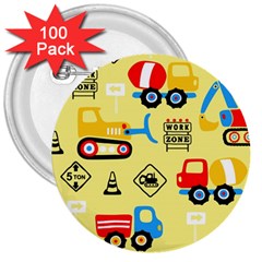 Seamless-pattern-vector-industrial-vehicle-cartoon 3  Buttons (100 Pack)  by Jancukart