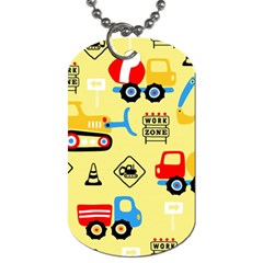 Seamless-pattern-vector-industrial-vehicle-cartoon Dog Tag (one Side) by Jancukart