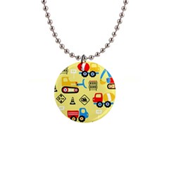 Seamless-pattern-vector-industrial-vehicle-cartoon 1  Button Necklace by Jancukart