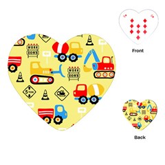 Seamless-pattern-vector-industrial-vehicle-cartoon Playing Cards Single Design (heart)