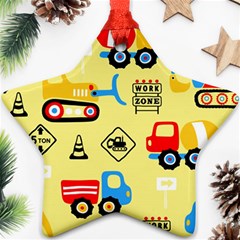 Seamless-pattern-vector-industrial-vehicle-cartoon Star Ornament (two Sides)