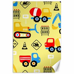 Seamless-pattern-vector-industrial-vehicle-cartoon Canvas 24  X 36 