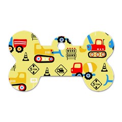 Seamless-pattern-vector-industrial-vehicle-cartoon Dog Tag Bone (one Side)