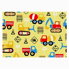 Seamless-pattern-vector-industrial-vehicle-cartoon Large Glasses Cloth (2 Sides)