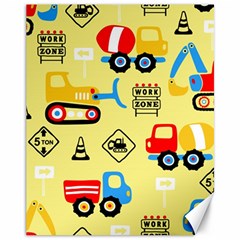 Seamless-pattern-vector-industrial-vehicle-cartoon Canvas 11  X 14  by Jancukart