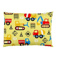 Seamless-pattern-vector-industrial-vehicle-cartoon Pillow Case by Jancukart