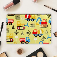 Seamless-pattern-vector-industrial-vehicle-cartoon Cosmetic Bag (large)