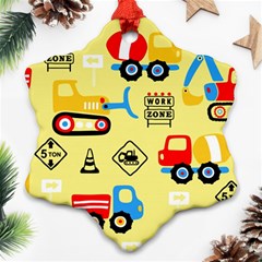 Seamless-pattern-vector-industrial-vehicle-cartoon Ornament (snowflake) by Jancukart