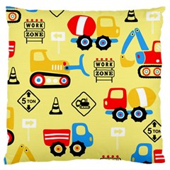 Seamless-pattern-vector-industrial-vehicle-cartoon Large Cushion Case (one Side) by Jancukart