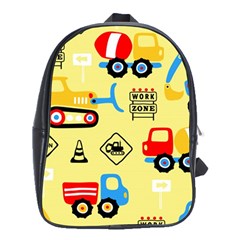 Seamless-pattern-vector-industrial-vehicle-cartoon School Bag (xl) by Jancukart