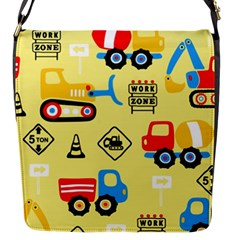 Seamless-pattern-vector-industrial-vehicle-cartoon Flap Closure Messenger Bag (s)