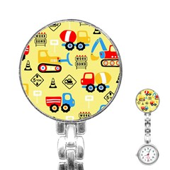 Seamless-pattern-vector-industrial-vehicle-cartoon Stainless Steel Nurses Watch by Jancukart