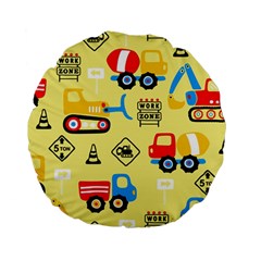 Seamless-pattern-vector-industrial-vehicle-cartoon Standard 15  Premium Flano Round Cushions by Jancukart