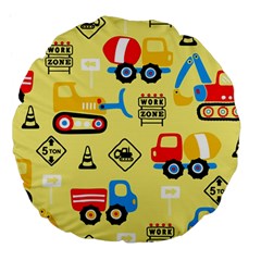 Seamless-pattern-vector-industrial-vehicle-cartoon Large 18  Premium Flano Round Cushions by Jancukart