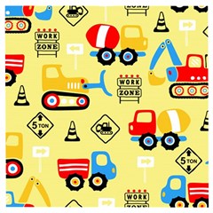 Seamless-pattern-vector-industrial-vehicle-cartoon Wooden Puzzle Square by Jancukart