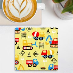 Seamless-pattern-vector-industrial-vehicle-cartoon Uv Print Square Tile Coaster  by Jancukart