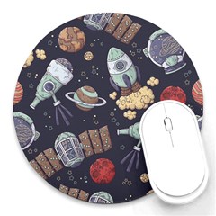 Hand-drawn-pattern-space-elements-collection Round Mousepads by Jancukart