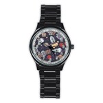 Hand-drawn-pattern-space-elements-collection Stainless Steel Round Watch Front