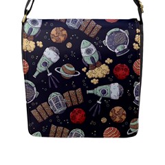 Hand-drawn-pattern-space-elements-collection Flap Closure Messenger Bag (l) by Jancukart