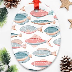 Hand-drawn-seamless-pattern-with-cute-fishes-doodle-style-pink-blue-colors Ornament (oval)