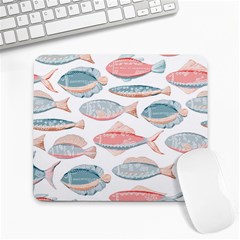 Hand-drawn-seamless-pattern-with-cute-fishes-doodle-style-pink-blue-colors Large Mousepads by Jancukart