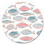 Hand-drawn-seamless-pattern-with-cute-fishes-doodle-style-pink-blue-colors Magnet 5  (Round) Front