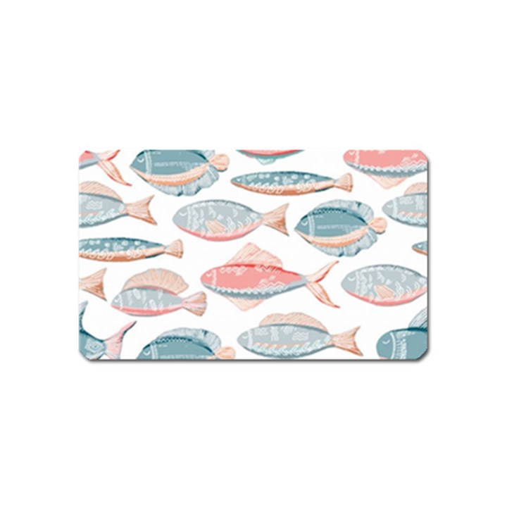 Hand-drawn-seamless-pattern-with-cute-fishes-doodle-style-pink-blue-colors Magnet (Name Card)