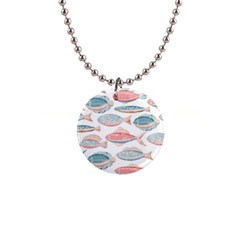 Hand-drawn-seamless-pattern-with-cute-fishes-doodle-style-pink-blue-colors 1  Button Necklace by Jancukart