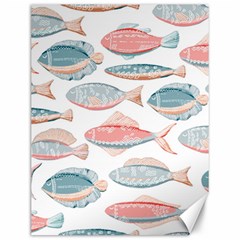 Hand-drawn-seamless-pattern-with-cute-fishes-doodle-style-pink-blue-colors Canvas 12  X 16 