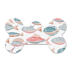 Hand-drawn-seamless-pattern-with-cute-fishes-doodle-style-pink-blue-colors Dog Tag Bone (two Sides)