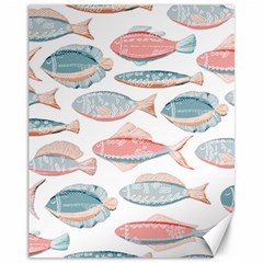 Hand-drawn-seamless-pattern-with-cute-fishes-doodle-style-pink-blue-colors Canvas 11  X 14 