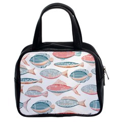 Hand-drawn-seamless-pattern-with-cute-fishes-doodle-style-pink-blue-colors Classic Handbag (two Sides) by Jancukart