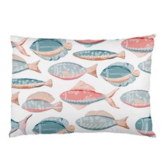 Hand-drawn-seamless-pattern-with-cute-fishes-doodle-style-pink-blue-colors Pillow Case