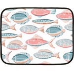 Hand-drawn-seamless-pattern-with-cute-fishes-doodle-style-pink-blue-colors Fleece Blanket (Mini) 35 x27  Blanket