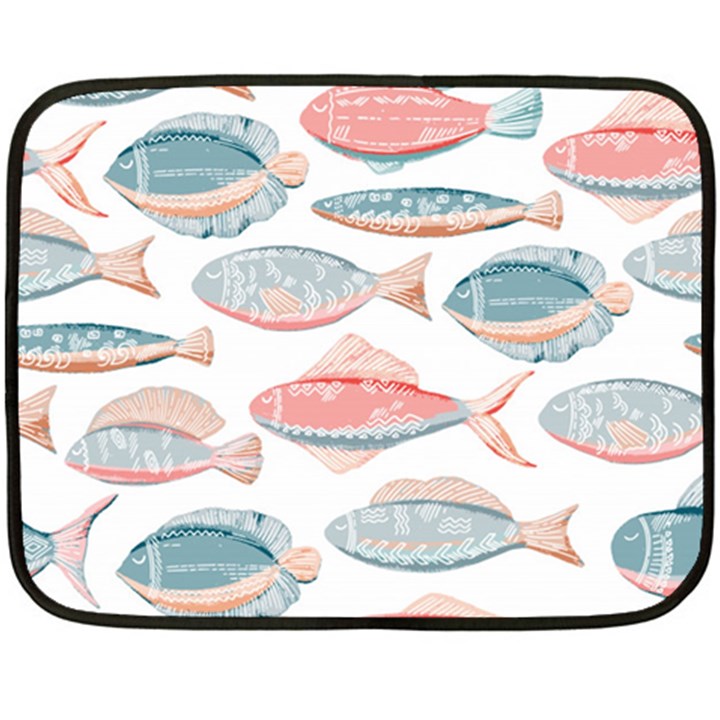 Hand-drawn-seamless-pattern-with-cute-fishes-doodle-style-pink-blue-colors Fleece Blanket (Mini)