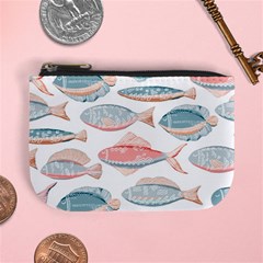 Hand-drawn-seamless-pattern-with-cute-fishes-doodle-style-pink-blue-colors Mini Coin Purse by Jancukart