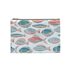 Hand-drawn-seamless-pattern-with-cute-fishes-doodle-style-pink-blue-colors Cosmetic Bag (medium) by Jancukart