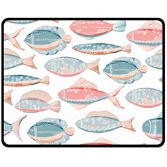 Hand-drawn-seamless-pattern-with-cute-fishes-doodle-style-pink-blue-colors Fleece Blanket (medium) 