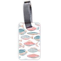 Hand-drawn-seamless-pattern-with-cute-fishes-doodle-style-pink-blue-colors Luggage Tag (two Sides)