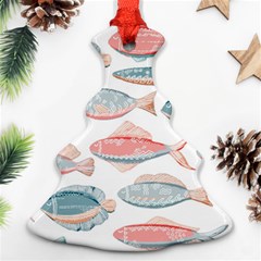 Hand-drawn-seamless-pattern-with-cute-fishes-doodle-style-pink-blue-colors Christmas Tree Ornament (two Sides) by Jancukart