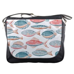 Hand-drawn-seamless-pattern-with-cute-fishes-doodle-style-pink-blue-colors Messenger Bag by Jancukart