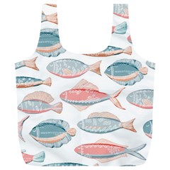 Hand-drawn-seamless-pattern-with-cute-fishes-doodle-style-pink-blue-colors Full Print Recycle Bag (xl)