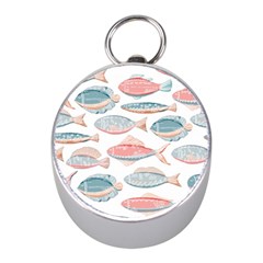 Hand-drawn-seamless-pattern-with-cute-fishes-doodle-style-pink-blue-colors Mini Silver Compasses by Jancukart