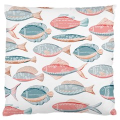 Hand-drawn-seamless-pattern-with-cute-fishes-doodle-style-pink-blue-colors Standard Flano Cushion Case (two Sides)