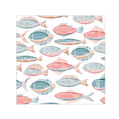 Hand-drawn-seamless-pattern-with-cute-fishes-doodle-style-pink-blue-colors Square Satin Scarf (30  X 30 ) by Jancukart