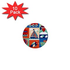 Toy-transport-cartoon-seamless-pattern-with-airplane-aerostat-sail-yacht-vector-illustration 1  Mini Buttons (10 Pack) 