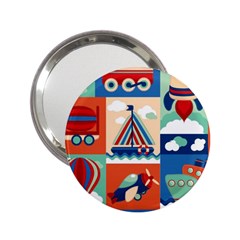 Toy-transport-cartoon-seamless-pattern-with-airplane-aerostat-sail-yacht-vector-illustration 2 25  Handbag Mirrors