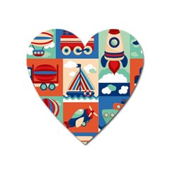 Toy-transport-cartoon-seamless-pattern-with-airplane-aerostat-sail-yacht-vector-illustration Heart Magnet