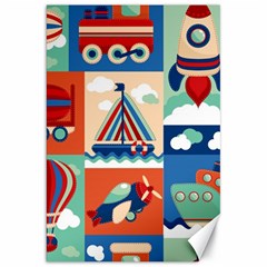 Toy-transport-cartoon-seamless-pattern-with-airplane-aerostat-sail-yacht-vector-illustration Canvas 20  X 30  by Jancukart