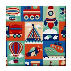 Toy-transport-cartoon-seamless-pattern-with-airplane-aerostat-sail-yacht-vector-illustration Face Towel